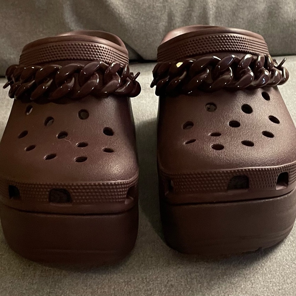 Platform Clogs with Chain Detail
